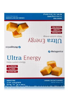 Батончики для енергії з морською сіллю Metagenics (Ultra Energy Caramel Sea Salt Bar) 12 батончиків