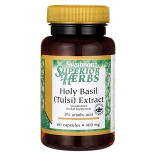 Экстракт Базилика, Holy Basil Extract (Tulsi), Swanson, 400 мг, 60 капсул купить в Киеве и Украине