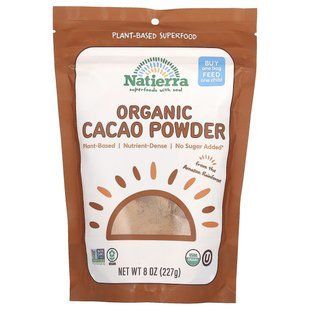Органический какао-порошок, Organic Cacao Powder Pouch, Natierra, 227 г купить в Киеве и Украине