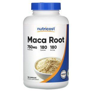 Nutricost, корінь маки, 750 мг, 180 капсул