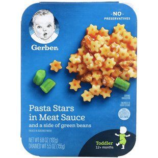 Gerber, Паста звездочки в мясном соусе и гарнир из зеленой фасоли, для малышей, от 12 месяцев, 6,8 унции (192 г) купить в Киеве и Украине