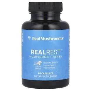 Real Mushrooms, RealRest, гриби й трави, 60 капсул