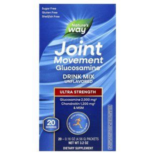 Суміш для напою з глюкозаміном для суглобів Nature's Way (Joint Movement Glucosamine Drink Mix Ultra Strength) 20 пакетиків по 4.56 г без смаку