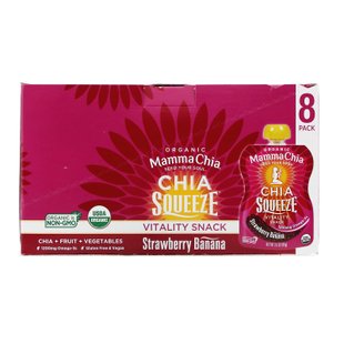 Семена чиа органик клубника/банан Mamma Chia (Chia Squeeze) 9 пакетов по 99 г купить в Киеве и Украине