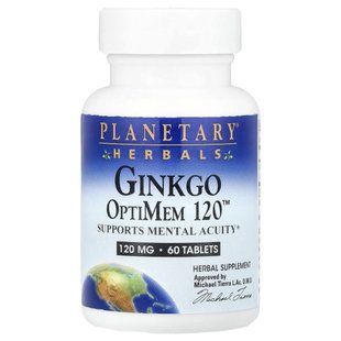 Planetary Herbals, Ginkgo OptiMem 120&trade;, 120 mg, 60 Tablets
