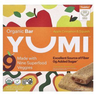 Yumi, Organic Bar, Toddler, Apple Cinnamon & Squash, 5 Bars, 0.74 oz (21 g) Each