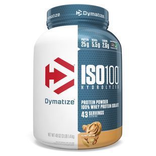 ISO100 hydrolyzed, 100% whey protein isolate, peanut butter, Dymatize Nutrition, 1.4 kg