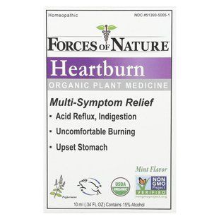 Forces of Nature, Heartburn, органічний рослинний засіб, м&rsquo;ята, 10 мл (0,34 рідк. унції)