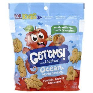 Gerber, Get'ems! &trade;, печенье Ocean World, для детей от 3 лет, тыква, яблоко и корица, 142 г (5 унций) купить в Киеве и Украине
