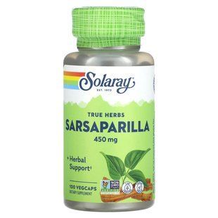 Solaray, True Herbs, сарсапарила, 450 мг, 100 вегетаріанських капсул
