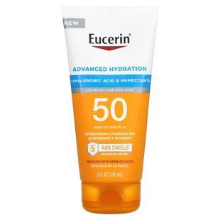 Eucerin, Advanced Hydration, легкий солнцезащитный лосьон, SPF 50, без отдушек, 150 мл (5 жидк. Унций) купить в Киеве и Украине