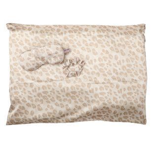 Satin sleep set with leopard print, Kitsch, set of 3 pieces