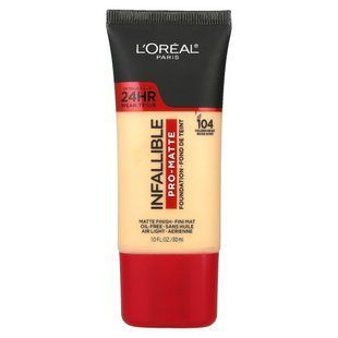 Тональна основа, бездоганний Pro-Matte, відтінок Golden Beige 104, L'Oreal, 30 мл