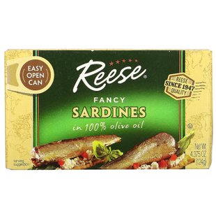 Необычные сардины в 100% оливковом масле, Fancy Sardines in 100% Olive Oil, Reese, 124 г купить в Киеве и Украине