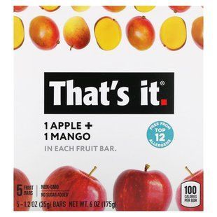 That's It, Fruit Bars, Apple + Mango, 5 Bars, 1.2 oz (35 g) Each купить в Киеве и Украине
