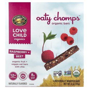 Love Child Organics, Oaty Chomps&trade;, Organic Bars, Raspberry + Beet, 12+ Months, 5 Bars, 4 oz (115 g) купить в Киеве и Украине