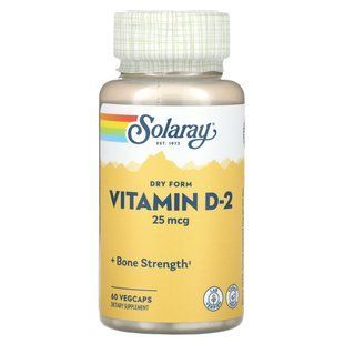 Solaray, Dry Form Vitamin D-2, 25 mcg, 60 VegCaps купить в Киеве и Украине