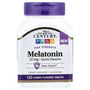 21st Century, Melatonin, Max Strength, Cherry, 12 mg, 120 Tablets купить в Киеве и Украине