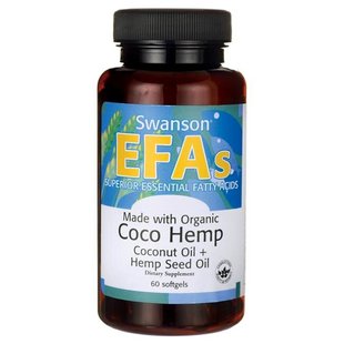 Made with Orгanic Coco Hemp Coconut Oil & Hemp Seed Oil, Swanson, 60 капсул купить в Киеве и Украине