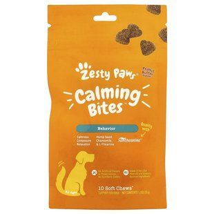 Zesty Paws, Calming Bites&trade;, For Dogs, All Ages, Peanut Butter, 10 Soft Chews, 1.2 oz (35 g)