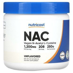 Nutricost, Vegan NAC, Unflavored, 8.9 oz (250 g) купить в Киеве и Украине