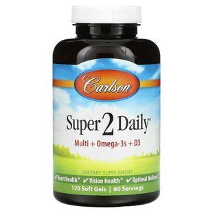 Вітаміни та мінерали Carlson Labs (Super 2 Daily) 120 капсул