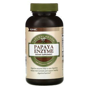 GNC, Natural Brand, papaya enzymes, 240 chewable tablets