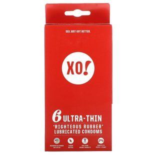 Here We Flo, XO! Ultra-Thin, Righteous Rubber Lubricated Condoms, Unscented, 6 Condoms купить в Киеве и Украине