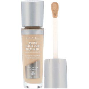 Стійка тональна основа Lasting Finish 25HR Breathable, відтінок 100 слонова кістка, Rimmel London, 30 мл
