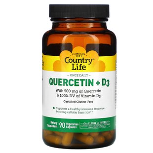 Кверцетин + D3 Country Life (Quercetin + D3) 90 капсул купить в Киеве и Украине