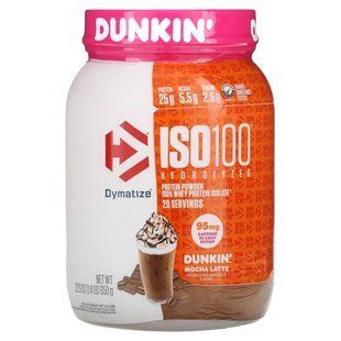 Dymatize, ISO100&reg; Hydrolyzed, 100% Whey Protein Isolate, Dunkin&rsquo; Mocha Latte, 1.4 lb (650 g)