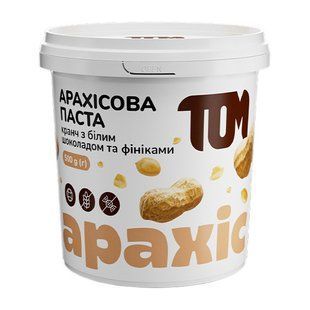 TOM peanut butter, Арахісова Паста, 500 g, кранч з фініками та білим шоколадом купить в Киеве и Украине