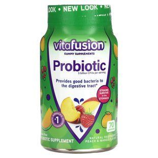 Пробіотик зі смаком малини персика і манго VitaFusion (Probiotic) 70 жувальних таблеток