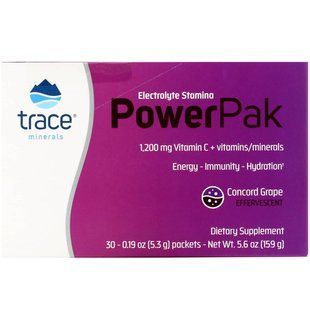 Вітамін C + електроліти + мультивітаміни Trace Minerals (Power Pak Concord Grape) Виноград 30 саше