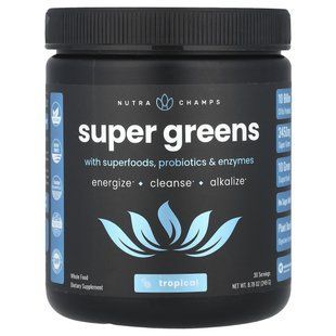 Супер зелень из суперфудами пробиотиками и ензимами NutraChamps (Super Greens With Superfoods Probiotics & Enzymes) 249 г тропический вкус купить в Киеве и Украине