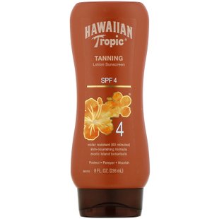 Загар, солнцезащитный крем с лосьоном, Lotion Sunscreen, SPF 4, Hawaiian Tropic, 8 жидких унций (236 мл) купить в Киеве и Украине