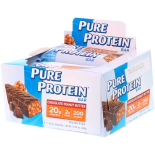 Батончик, шоколадное арахисовое масло, Pure Protein, 6 батончиков, 50 г (1,76 унций) каждый купить в Киеве и Украине