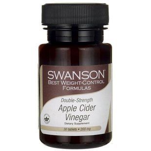 Двухслойный яблочный уксус, Double-Strenгth Apple Cider Vineгar, Swanson, 200 мг, 30 таблеток купить в Киеве и Украине