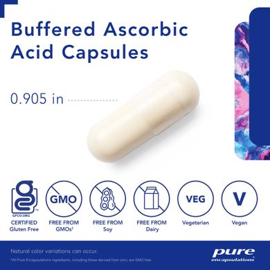 Буферизированная аскорбиновая кислота Pure Encapsulations (Buffered Ascorbic Acid) 90 капсул купить в Киеве и Украине