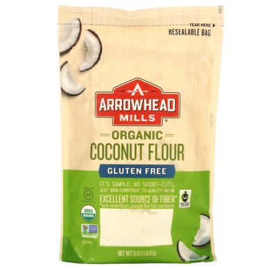 Органічне кокосове борошно, без глютену, Organic Coconut Flour, Gluten Free, Arrowhead Mills, 453 г