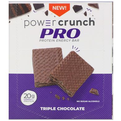 Энергетический батончик Power Crunch Protein, PRO, тройной шоколад, BNRG, 12 батончиков, 2,0 унции (58 г) каждый купить в Киеве и Украине