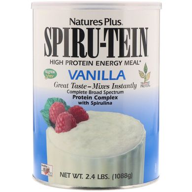Spiru-Tein, енергетичний продукт з високим вмістом білка, зі смаком ванілі, Nature's Plus, 2,4 фунта (тисячі вісімдесят вісім г)