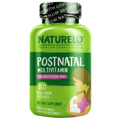 Післяпологові мультивітаміни для годуючих мам NATURELO (Postnatal Multivitamin for Breastfeeding Moms) 180 вегетаріанських капсул