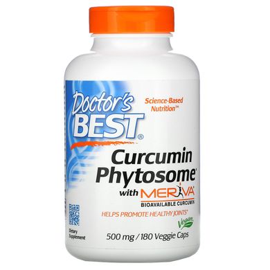 Фітосоми куркуміна, Curcumin Phytosome with Meriva, Doctor's Best, 500 мг, 180 вегетаріанських капсул