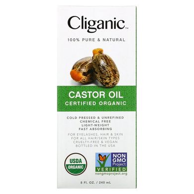 Касторовое масло Cliganic (100% Pure & Natural Castor Oil) 240 мл купить в Киеве и Украине