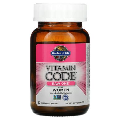 Сирі мультивітаміни для жінок, Raw One for Women, Vitamin Code, Garden of Life, 30 вегетаріанських капсул