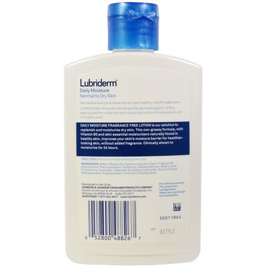 Щоденний зволожувальний лосьйон для нормальної і сухої шкіри без аромату, Lubriderm, 6 рід унц (177 мл)