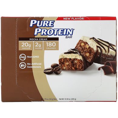 Батончик з кавовим кремом, Pure Protein, 6 батончиків, 50 г