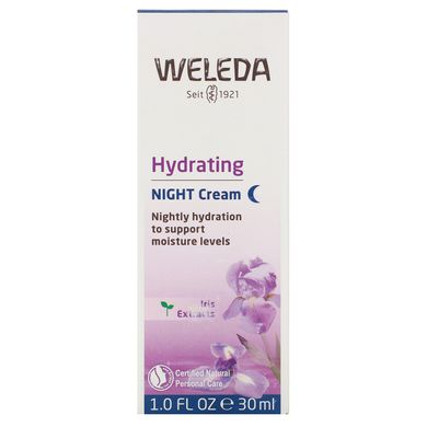 Зволожуючий нічний крем, екстракт ірису, для нормальної або сухої шкіри, Weleda, 30 мл