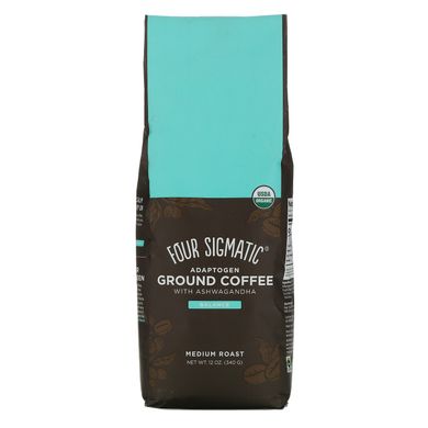 Адаптоген мелена кава з ашвагандою, середнього обсмаження, Adaptogen Ground Coffee with Ashwagandha, Medium Roast, Four Sigmatic, 340 г